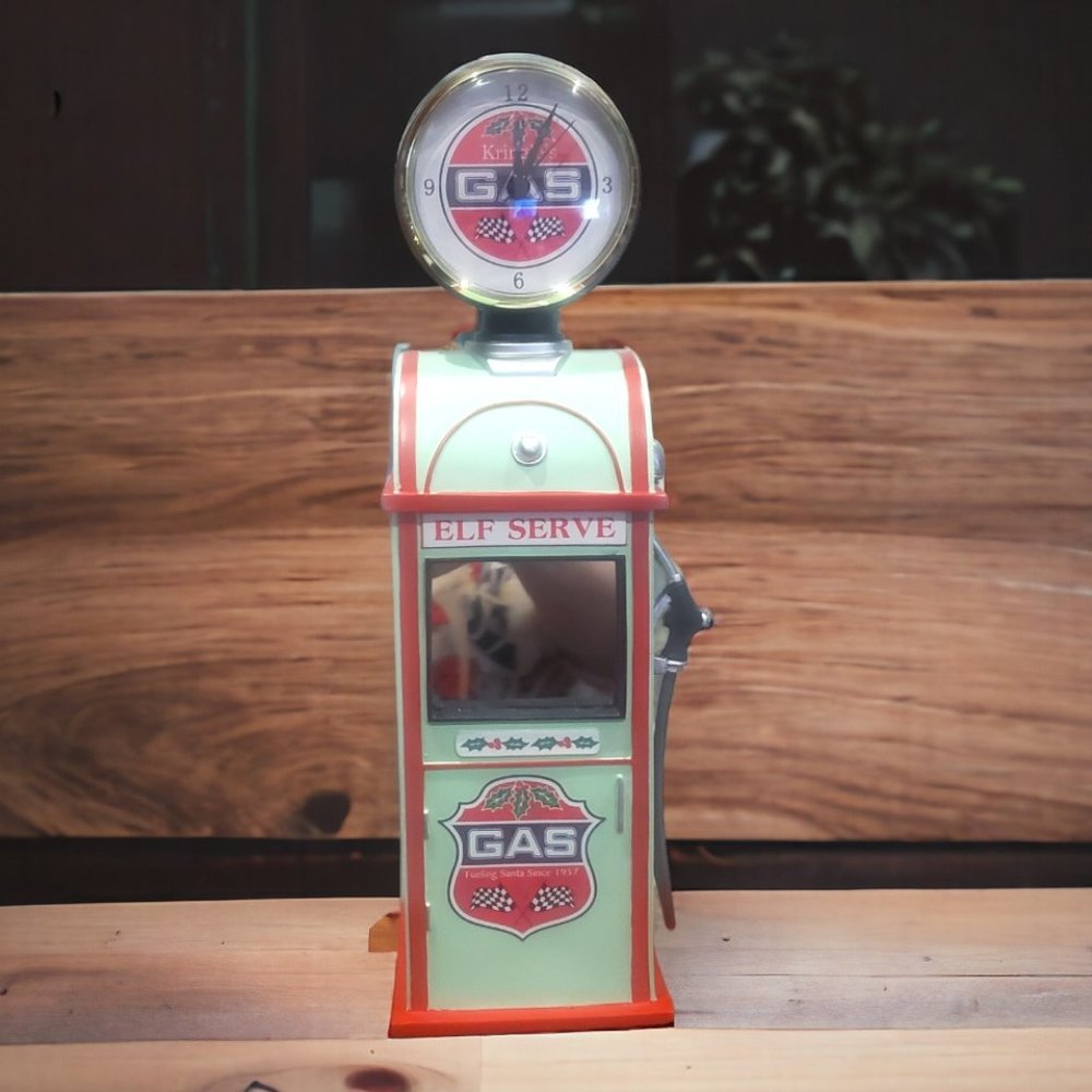 Elf Serve Kringle's Gas Pump Clock - NIB - Exclusively by Roman Inc.